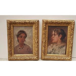 Two Portraits By Alphonse Moutte (1840-1913)