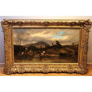 Emile Loubon (1809-1863) The Ford In Front Of Sainte-victoire