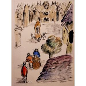 Pierre AMBROGIANI (1907-1985) La place du village