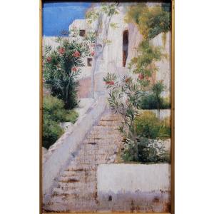 Auguste-François Gorguet (1862 - 1927) Amalfi, maisons et jardins 