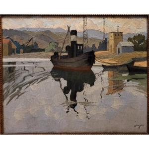 Jaume GUIRAN (1890-1950) Le remorqueur  vers  Martigues