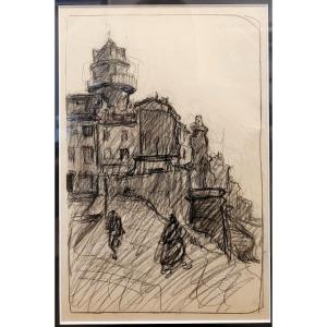 Marcel ARNAUD (1877-1956) Rue animée à Marseille