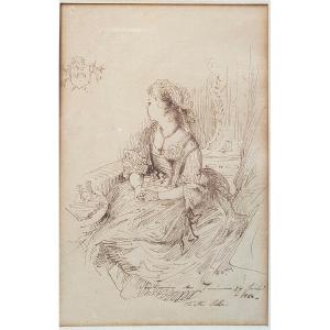 Jean-françois Portaels (1818-1895) Young Woman At The Opera In Ghent