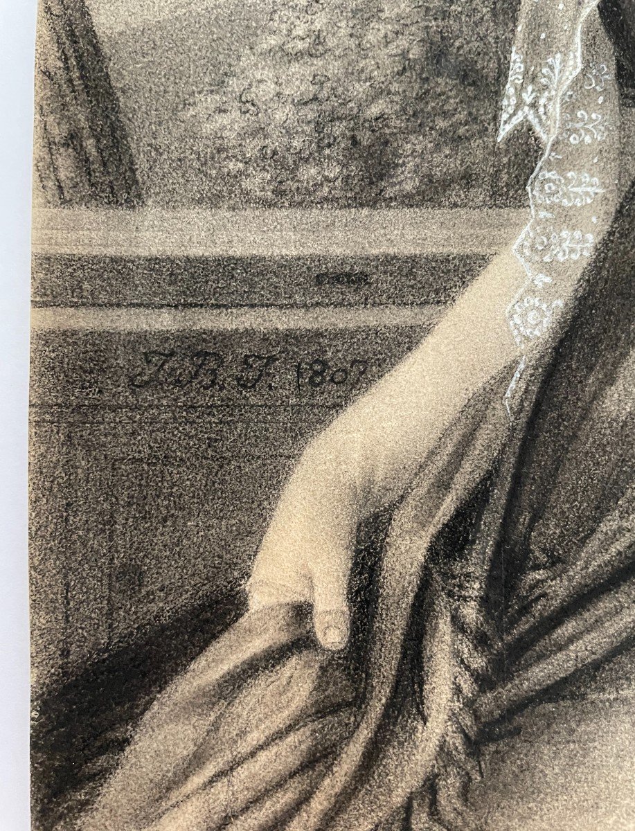 Jean-Baptiste Isabey, Dessin De Jeune Femme Assise. 1807.-photo-3