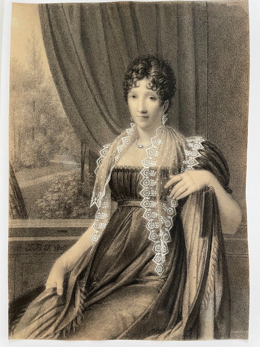 Jean-Baptiste Isabey, Dessin De Jeune Femme Assise. 1807.