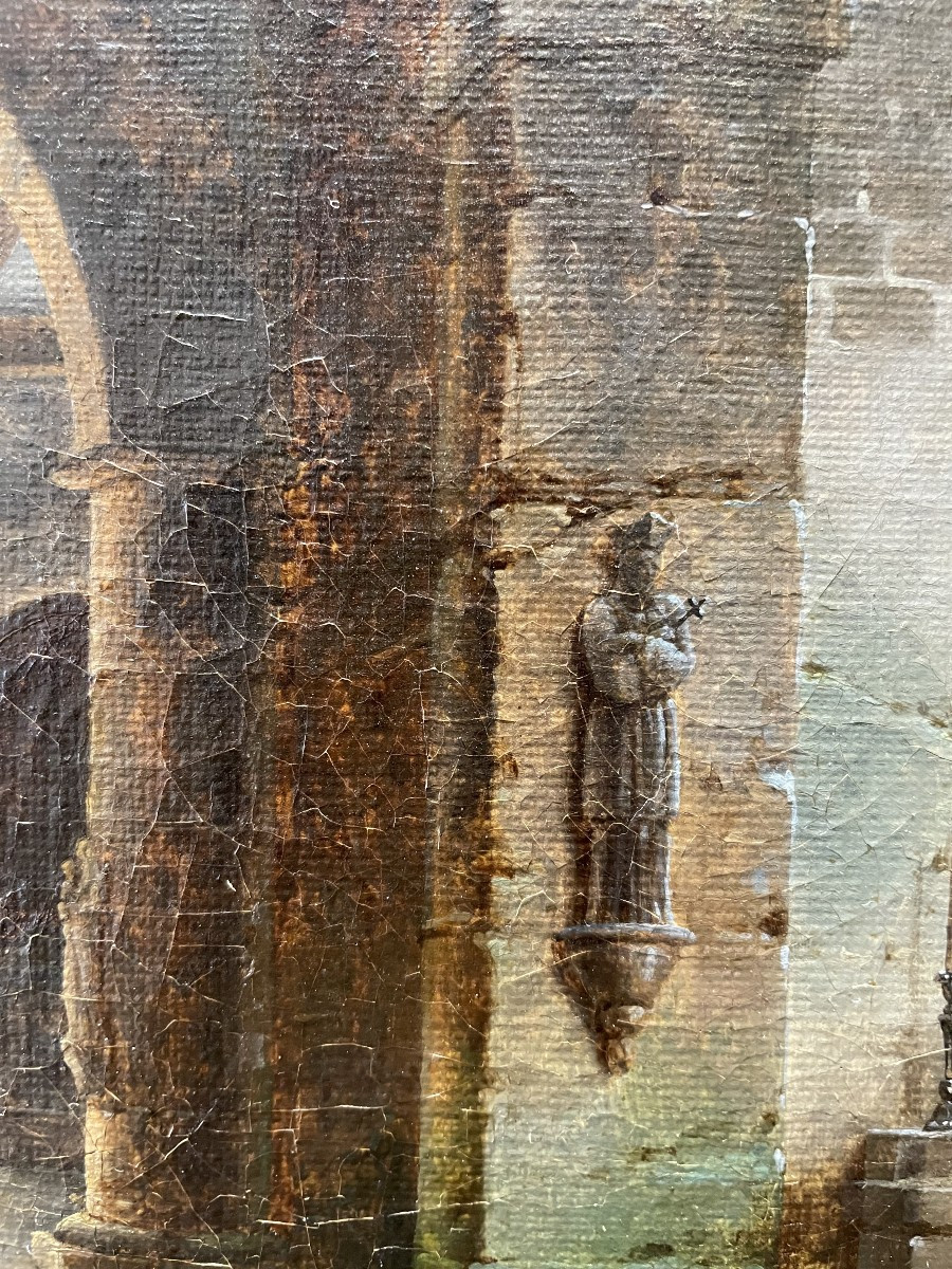 Jean-Baptiste Berlot (1775-1836), Moines En Pri&egrave;re Dans Une &eacute;glise, 1824-photo-2