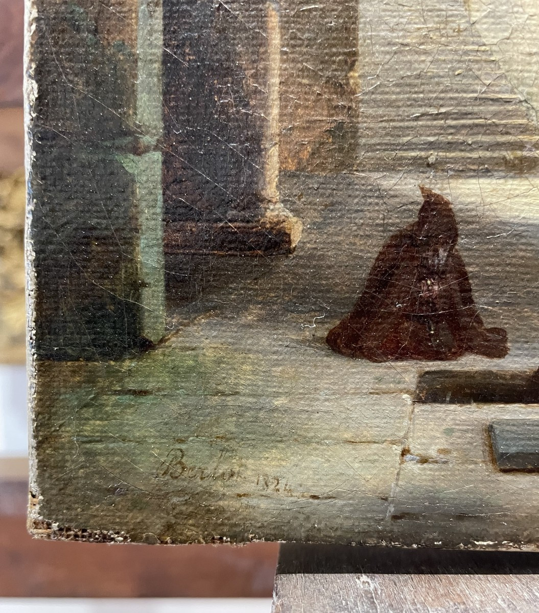 Jean-Baptiste Berlot (1775-1836), Moines En Pri&egrave;re Dans Une &eacute;glise, 1824-photo-4