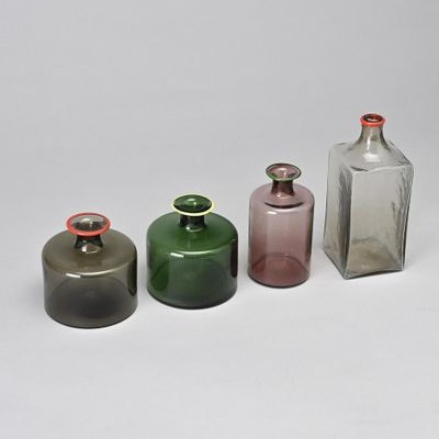 Four Fulvio Bianconi Bottles For Venini. Circa 1960.