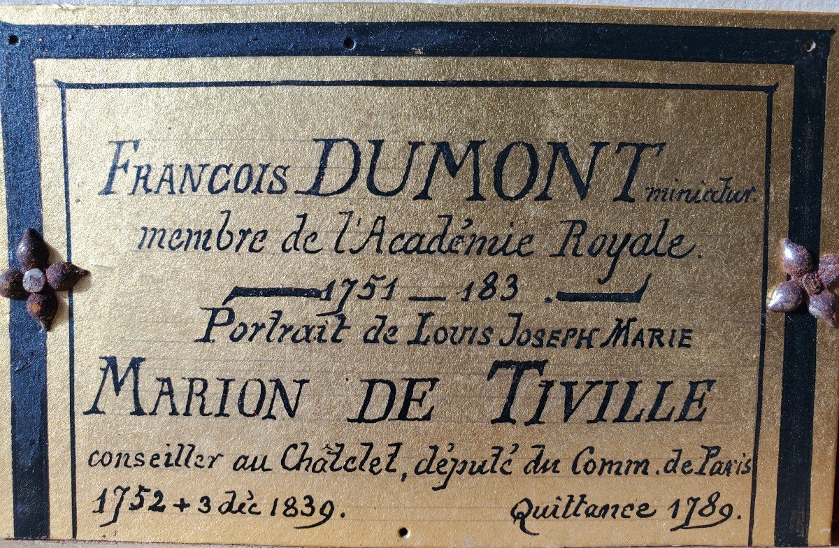Miniature By François Dumont, Portrait Of Mr. Marion De Tiville.-photo-3