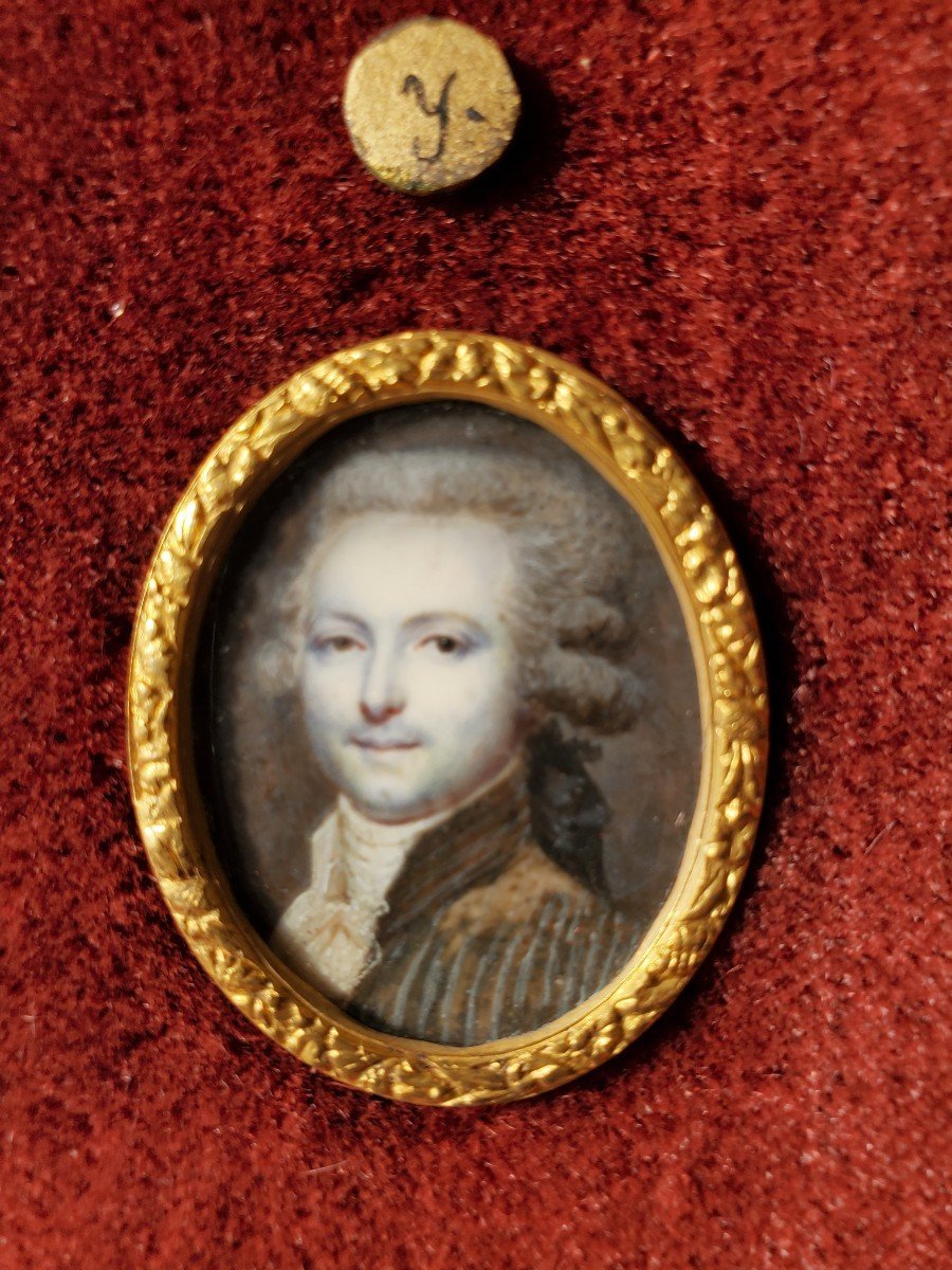 Miniature By François Dumont, Portrait Of Mr. Marion De Tiville.-photo-2