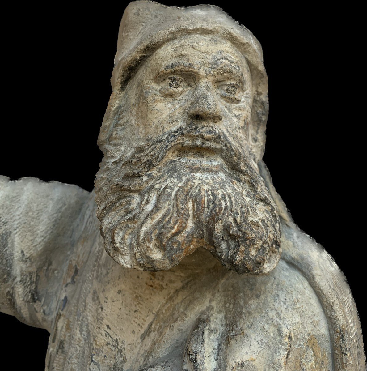 Stone Sculpture Of A Preaching Monk, Early 15th Century. Burgundy.-photo-3