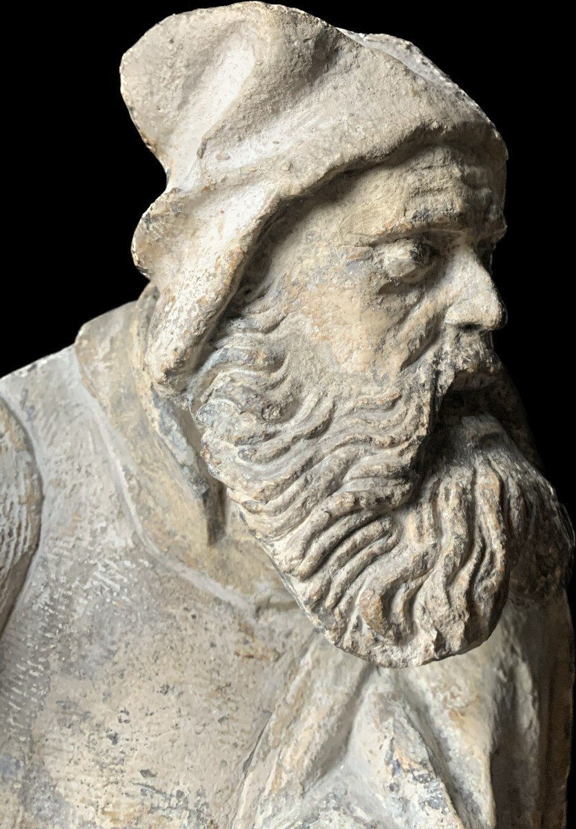 Stone Sculpture Of A Preaching Monk, Early 15th Century. Burgundy.-photo-4
