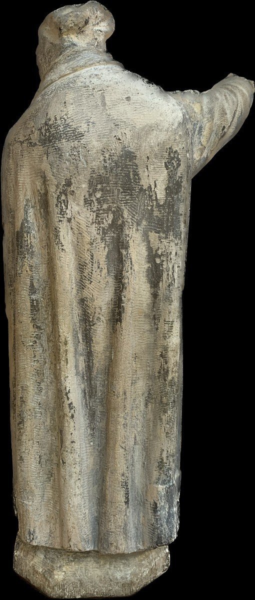Stone Sculpture Of A Preaching Monk, Early 15th Century. Burgundy.-photo-2