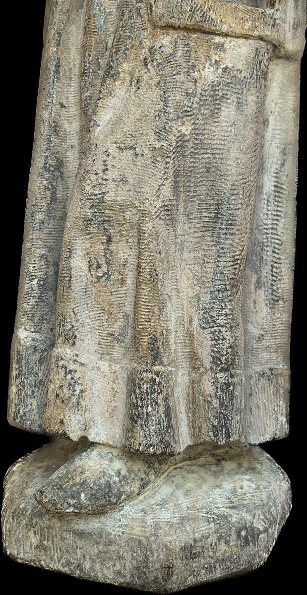 Stone Sculpture Of A Preaching Monk, Early 15th Century. Burgundy.-photo-3