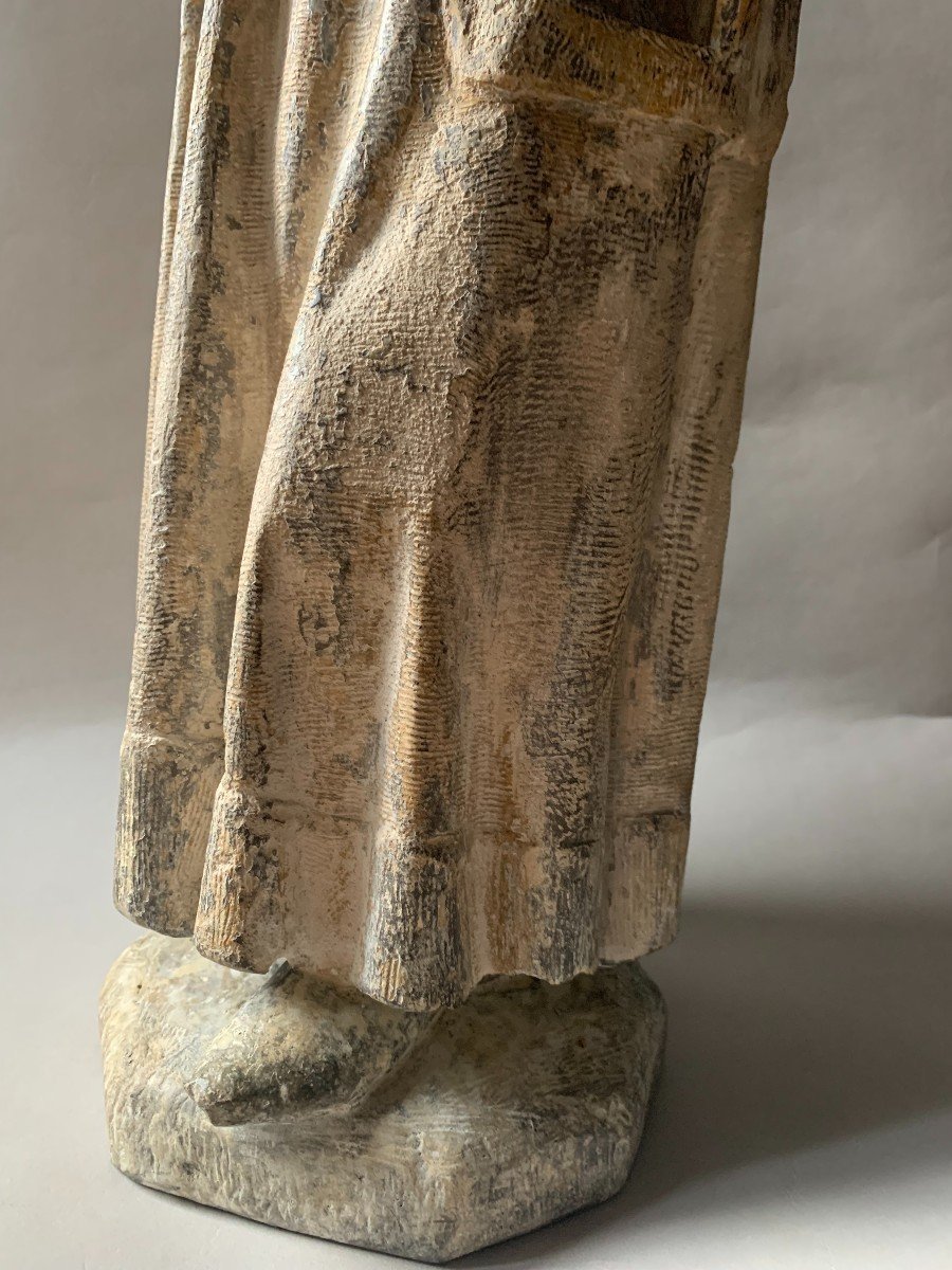 Stone Sculpture Of A Preaching Monk, Early 15th Century. Burgundy.-photo-4