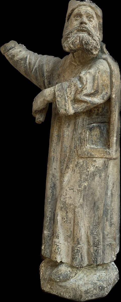 Stone Sculpture Of A Preaching Monk, Early 15th Century. Burgundy.