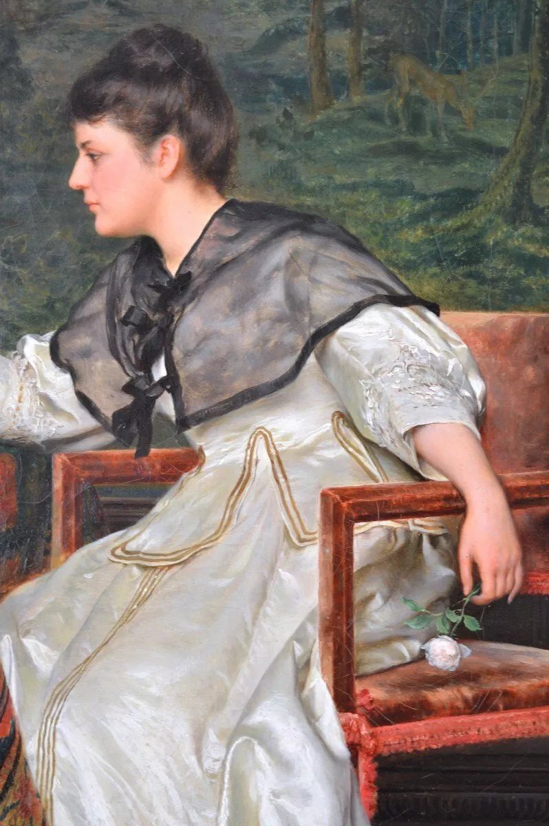 Painting By Tito Conti (1842-1924), Reading.-photo-4