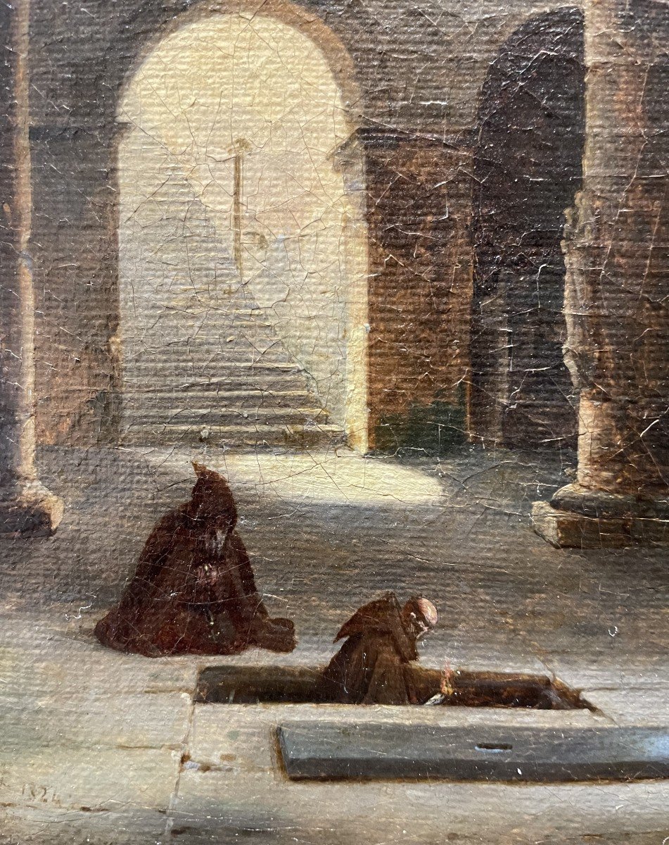 Jean-Baptiste Berlot (1775-1836), Moines En Prière Dans Une église, 1824.-photo-2