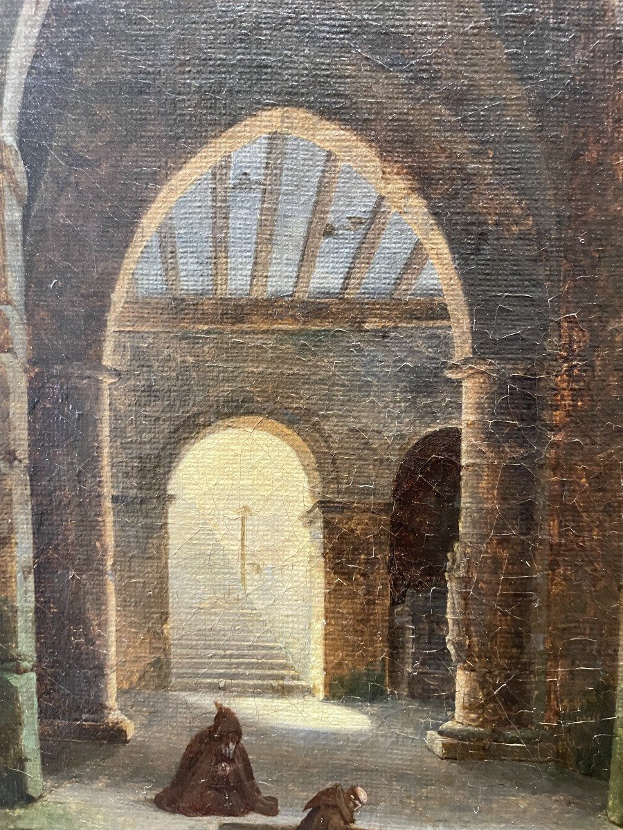 Jean-Baptiste Berlot (1775-1836), Moines En Prière Dans Une église, 1824.-photo-4