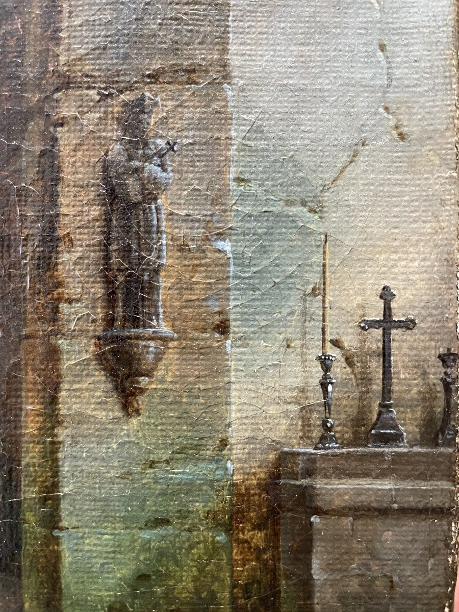 Jean-Baptiste Berlot (1775-1836), Moines En Prière Dans Une église, 1824.-photo-4