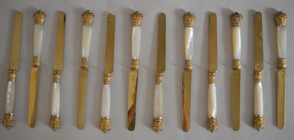 Thomas Hippolyte, Paris 1845-1855, Silver-gilt Fruit Knives.