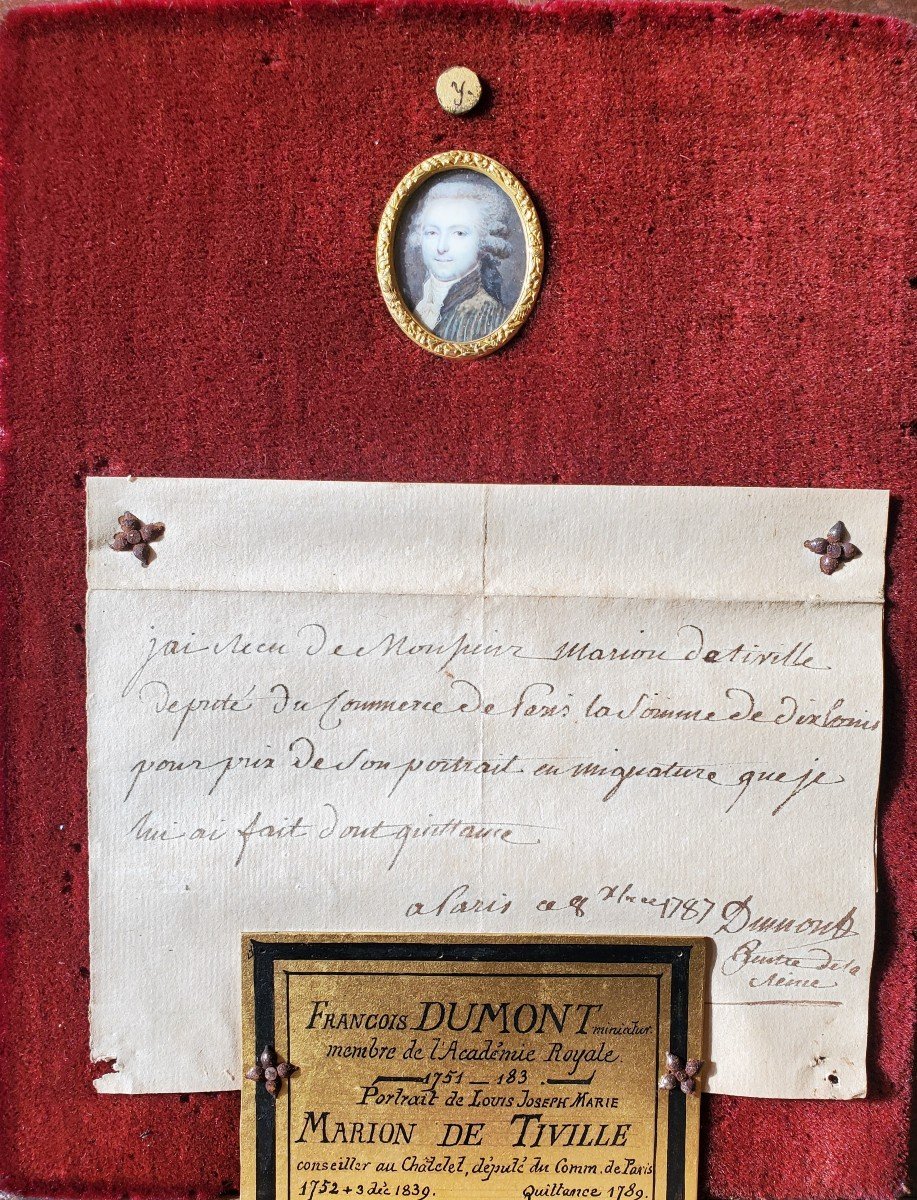 Miniature De François Dumont, Portrait De M. Marion De Tiville.-photo-2