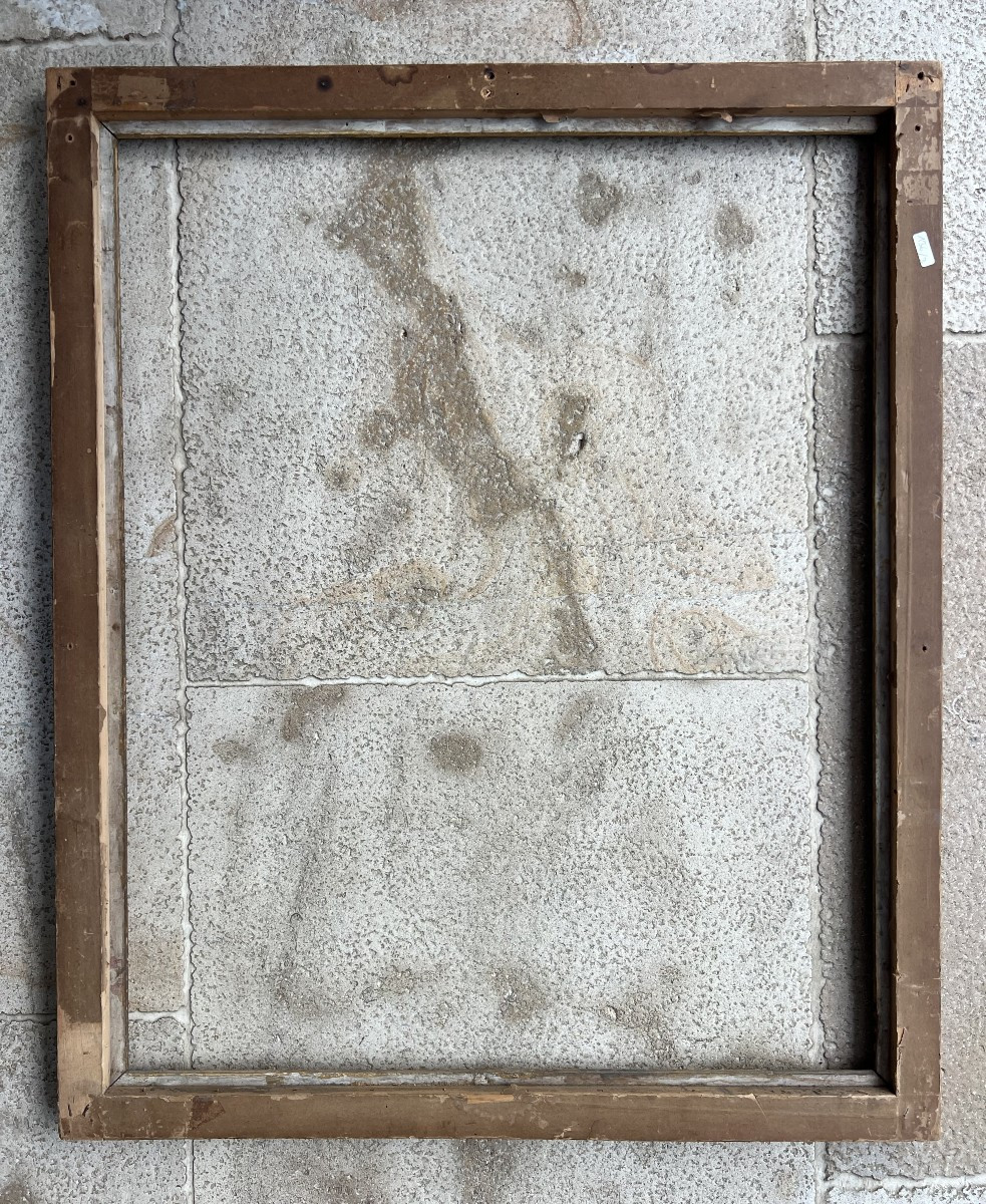 Cadre Louis XVI perlé en bois sculpté et doré, XVIIIe siècle-photo-4