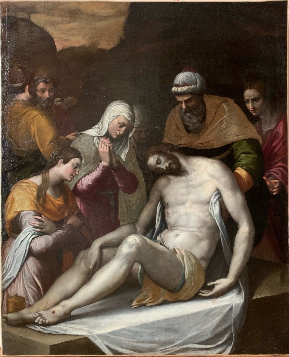 Attributed To Bernardino Campi (1520-1591). Lamentation Over The Dead Christ.-photo-4