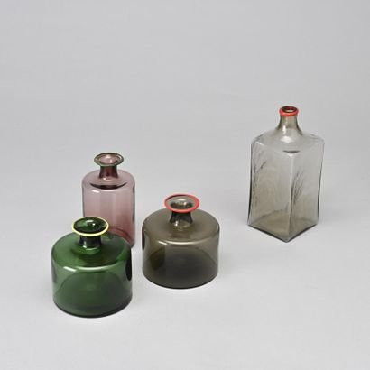 Quatre Flacons Fulvio Bianconi Pour Venini. Circa 1960.-photo-3