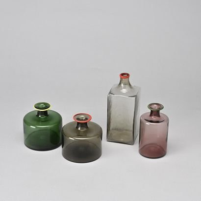 Quatre Flacons Fulvio Bianconi Pour Venini. Circa 1960.-photo-4