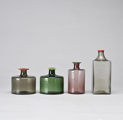 Quatre Flacons Fulvio Bianconi Pour Venini. Circa 1960.
