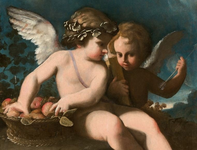 Bartholomeo Schedone (1578-1615), Two Putti Seated Near A Basket Of Fruits.-photo-3