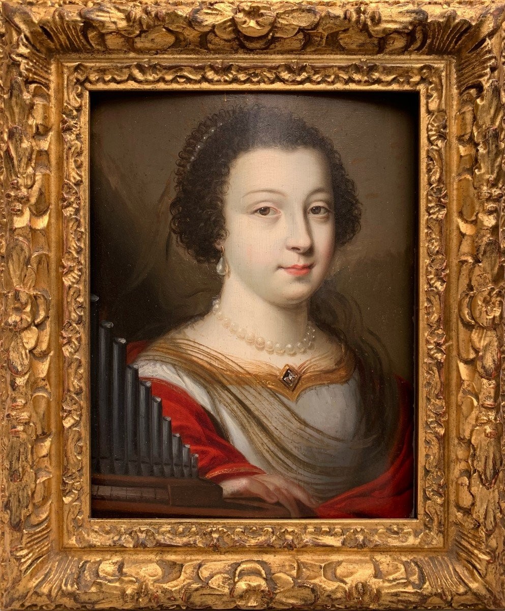 Jean Ducayer, Actif Entre 1605-1630, Portrait De Dame De Qualité En Sainte Cécile.