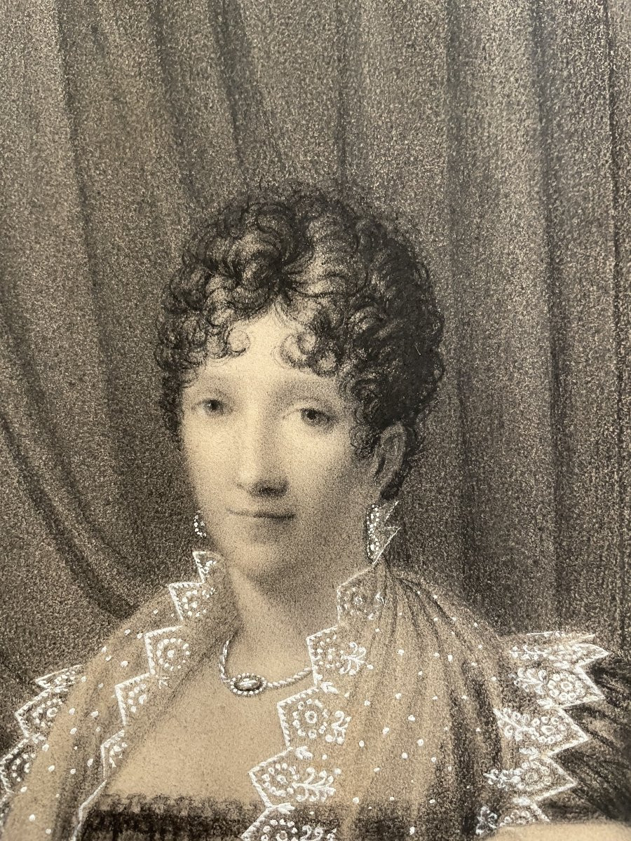 Jean-Baptiste Isabey, Dessin De Jeune Femme Assise, 1807.-photo-1