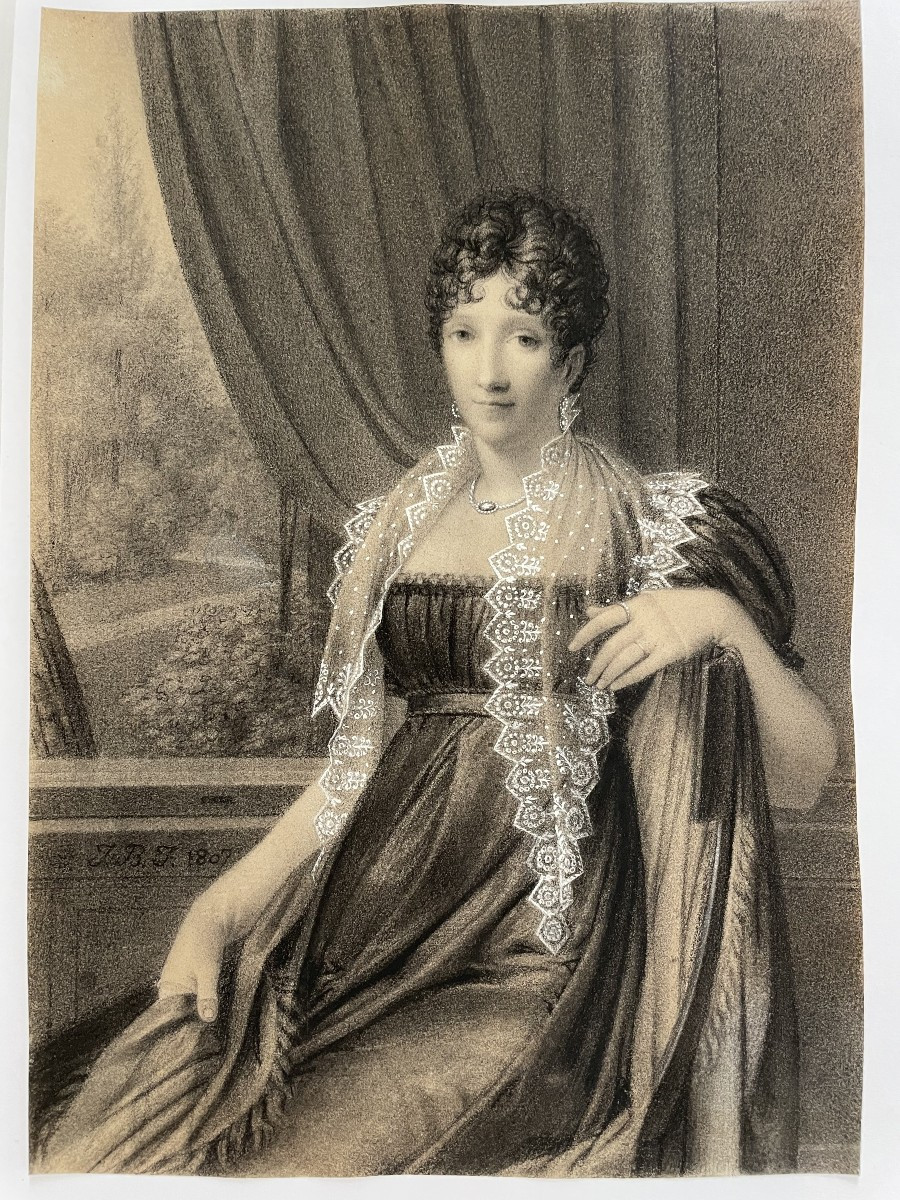 Jean-Baptiste Isabey, Dessin De Jeune Femme Assise, 1807.