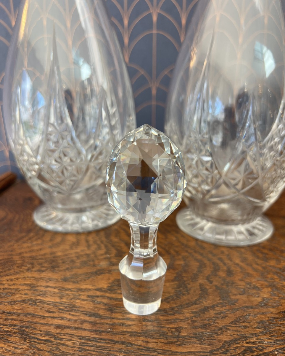 Baccarat, Paire de Carafes à vin en cristal, modèle "Epron".-photo-1