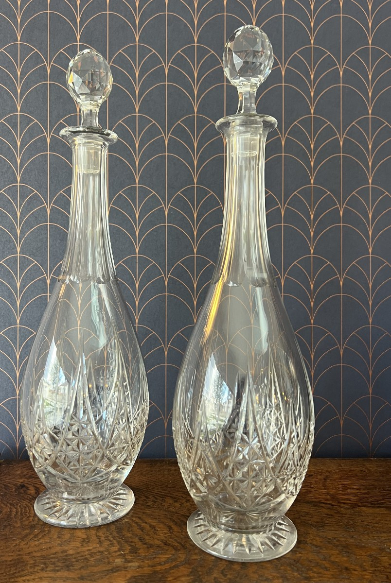 Baccarat, Paire de Carafes à vin en cristal, modèle "Epron".