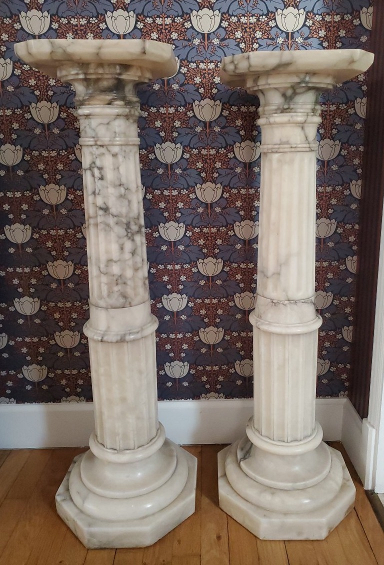 Pair Of Marble Vases. 19th Century.