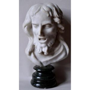 Head Of Christ In Marble, Italy, 18th Century.