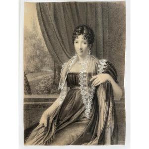 Jean-Baptiste Isabey, Dessin De Jeune Femme Assise. 1807.