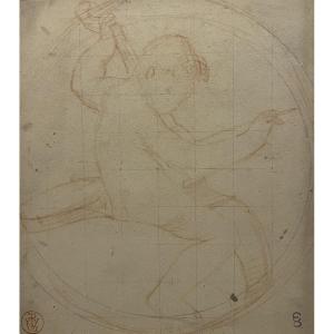 Pierre Victor Galland (1822-1892), Study Of A Putto Playing The Cello.