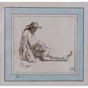 Drawing By Jean-jacques De Boissieu. Seated Peasant.