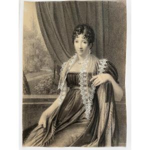 Jean-Baptiste Isabey, Dessin De Jeune Femme Assise, 1807.