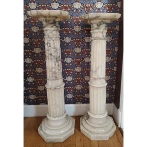 Pair Of Marble Vases. 19th Century.