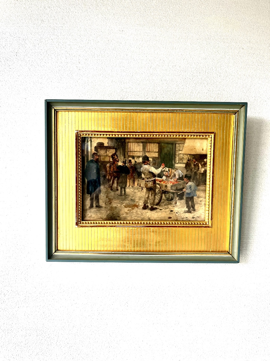 "Scène de Rue" d'Adrianus Philippus la Rivière Art-photo-3