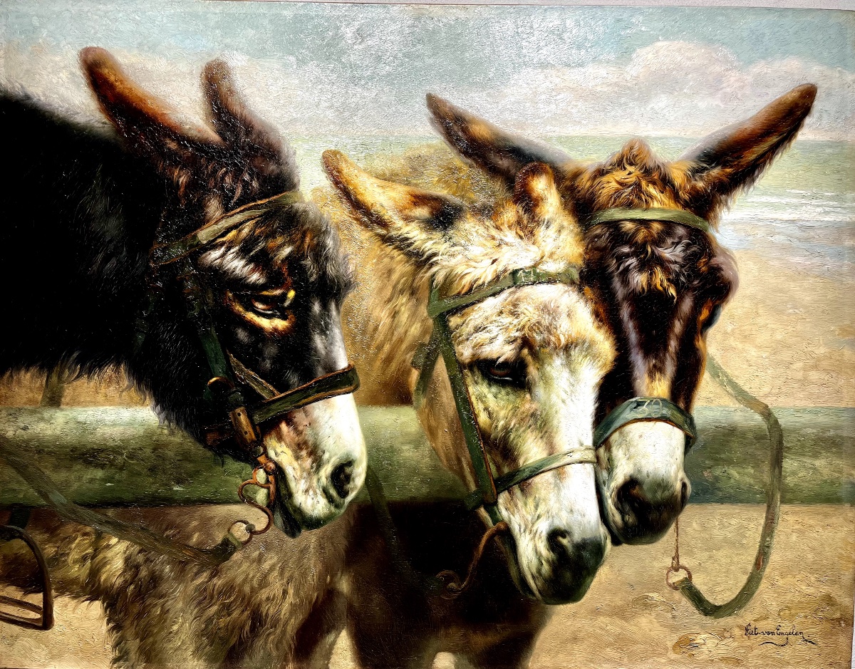 "three Donkeys On The Beach" By Piet Van Engelen