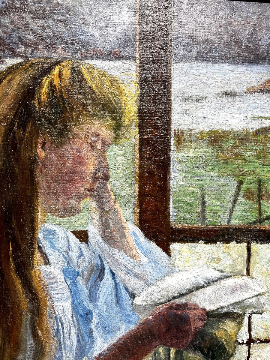 "Femme lisant à la fenêtre" de Jean Vanden Eeckhoudt-photo-1
