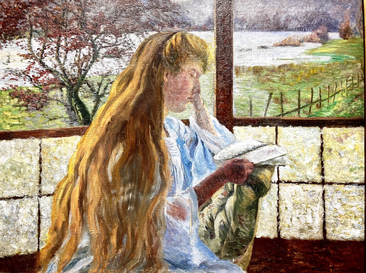 "Femme lisant à la fenêtre" de Jean Vanden Eeckhoudt