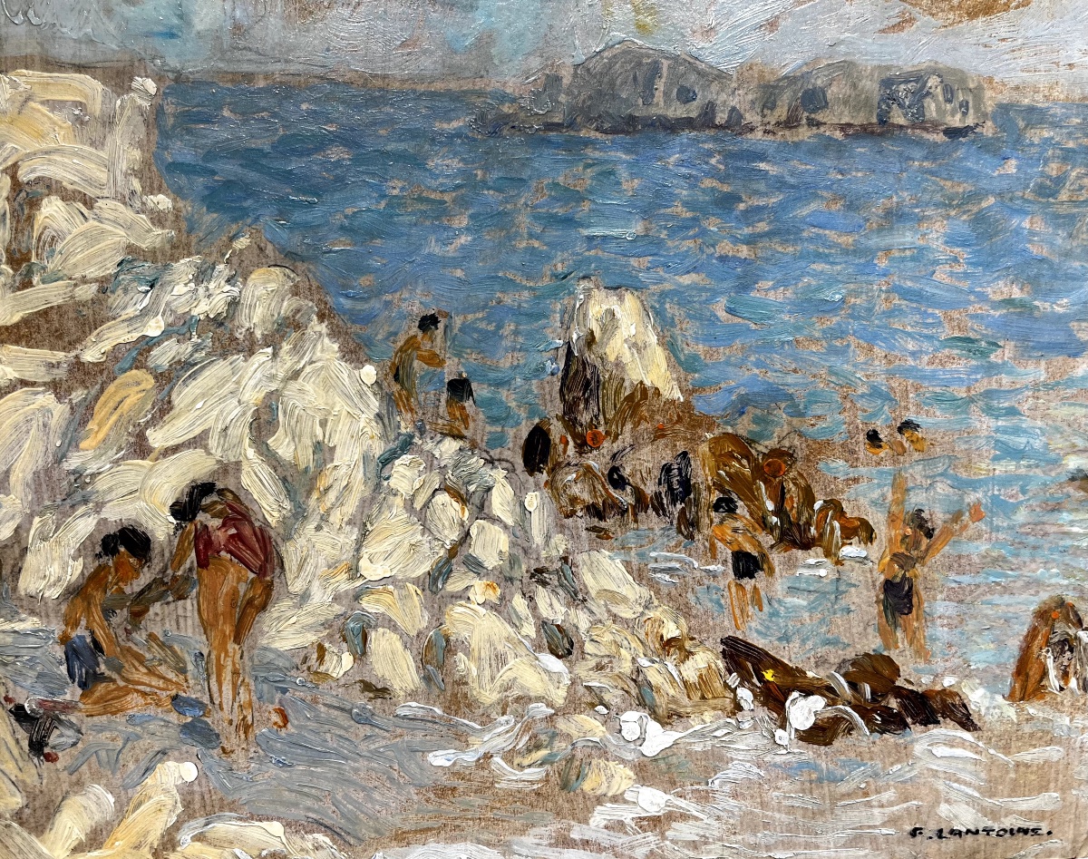 "Baigneurs sur la plage" de Fernand Lantoine