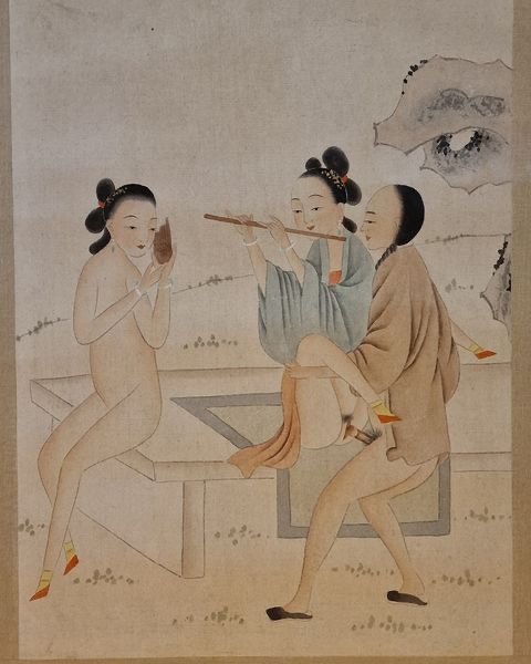 China - Erotic Painting - Canton School - Late 19th.
